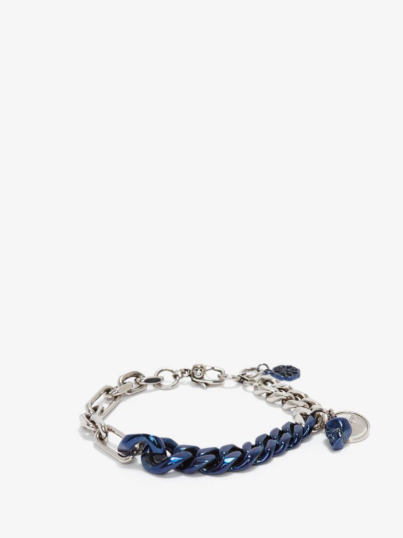 Pulsera Alexander McQueen Blue Chrome Chain Hombre - Plateados - Mexico 512-ZBRYSF